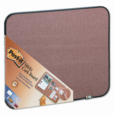 3M Sticky Self-Stick Cork Board, 22 x 18, Natural, Black Frame