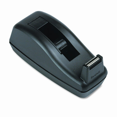 3M Deluxe Desktop Tape Dispenser, Attached 1" core, Heavily Weighted, Black                                                     