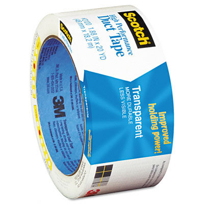 3M Transparent Duct Tape, 2" x 20 Yards, Clear                                                                                  
