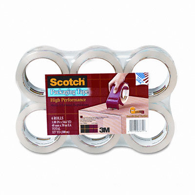 3M 3500 Packaging Tape, 2" x 55 Yards, 3" Core, Clear, Six per Box                                                              