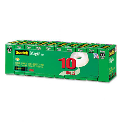 3M Magic Tape Value Pack, 3/4" x 28 Yards, 1" Core, 10/Pack