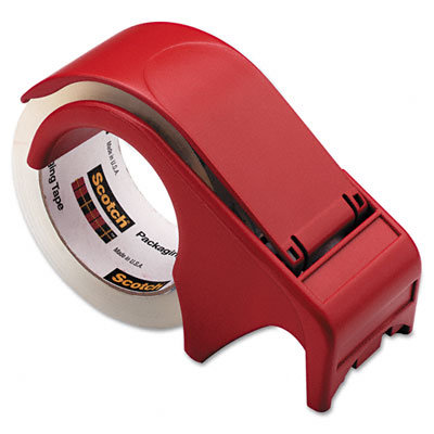 3M Handheld Packaging Tape Dispenser, 3" core, Heavy Duty Plastic, Red                                                          