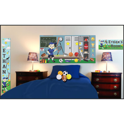 Mona Melisa Designs Personalized Canvas Sports Boy Growth Chart