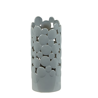 Urban Trends Light Grey Ceramic Vase Cut Design