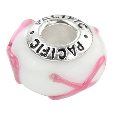 West Coast Jewelry Pacific 925 Murano Breast Cancer Awareness Glass Bead