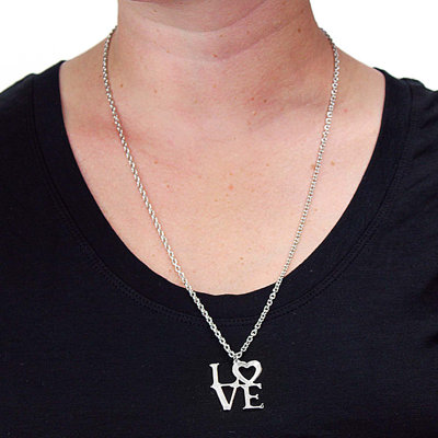 West Coast Jewelry Silvertone Love Pendant Necklace