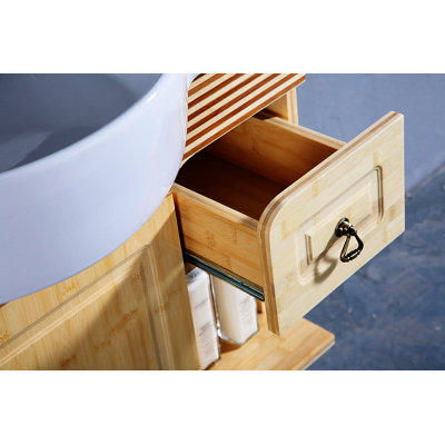 Legion Furniture 31.5" Single Bathroom Vanity Set with Mirror in Bamboo