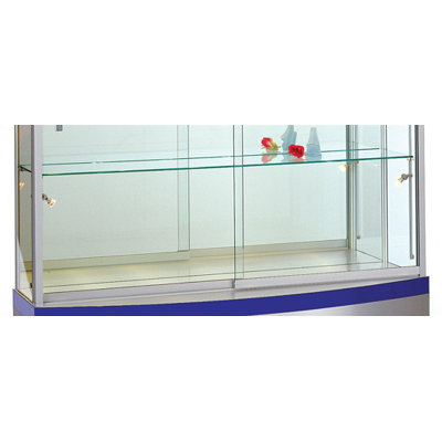 Tecno Display Optimal Visual Impact Curved Wall Display Case - Brushed Silver Frame