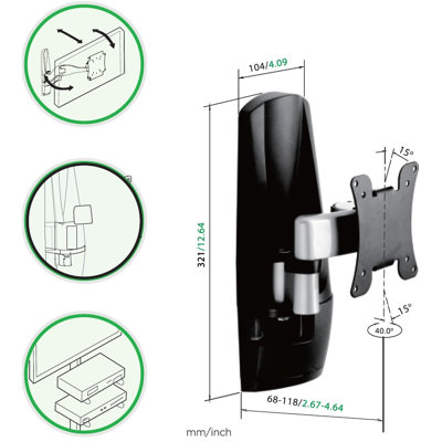 Lestech LCD/Plasma TV Articulating Wall Mount for 14'' - 24'' TV Screens