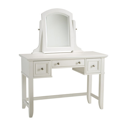 Home Styles Naples Vanity Table and Bench Set in White