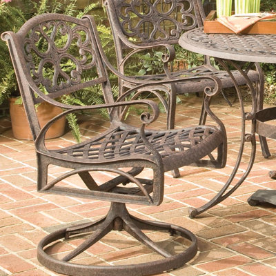 Home Styles Cast Aluminum Rocking Swivel Dining Arm Chair