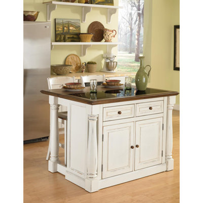 Home Styles Monarch Kitchen Island Set with Granite Top