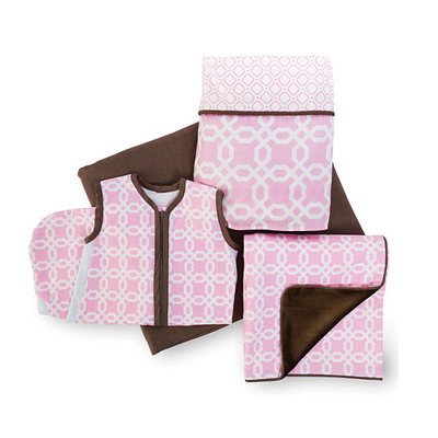 Skip Hop Lattice Bumper Free 4 Pieces Crib Bedding Set in Pink
