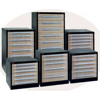 Lyon Workspace Products Eye-Level High Extra Wide Cabinet with 12 Drawers: 45" W x 28 1/4" D x 59 1/4" H