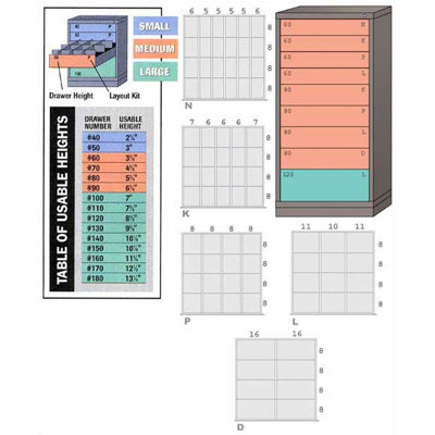 Lyon Workspace Products Eye-Level High Standard Cabinet with 9 Drawers: 30" W x 28 1/4" D x 59 1/4" H