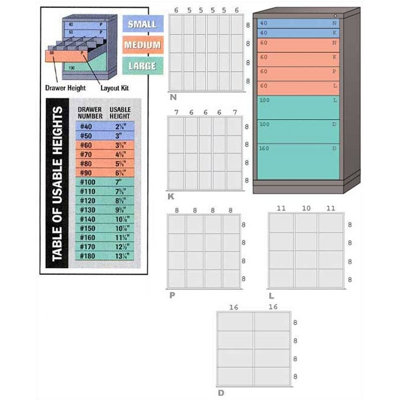Lyon Workspace Products Eye-Level High Standard Cabinet with 9 Drawers: 30" W x 28 1/4" D x 59 1/4" H