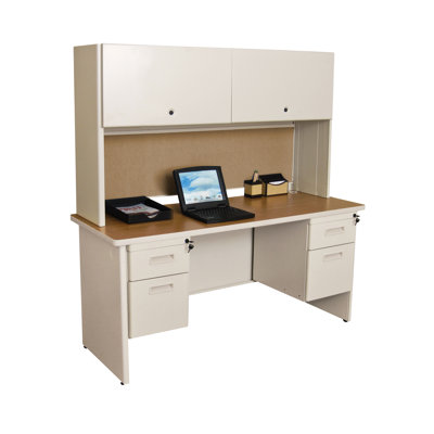 Marvel Office Furniture Pronto 60" Double File Computer Desk Credenza with Flipper Door Cabinet