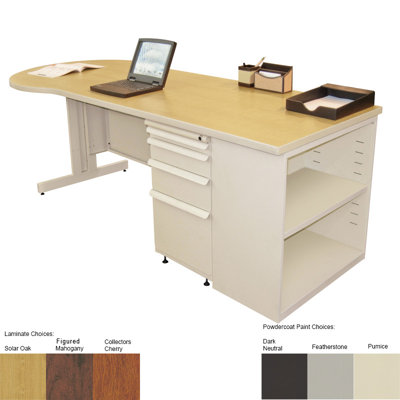 Marvel Office Furniture Teachers 87" Conference Desk with Bookcase