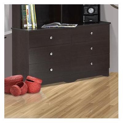 Nexera Pocono 6 Drawer Double Dresser in Espresso Laminate