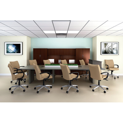 ABCO 144" Wide Rectangle Top Conference Table with Slab Base