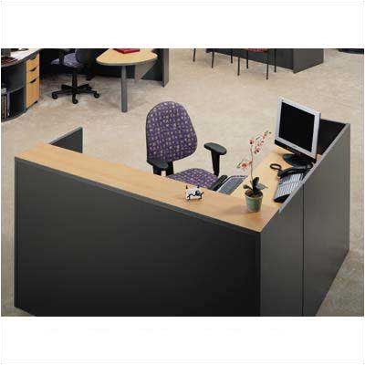 ABCO Unity Series 72" x 78" Reception Desk with Matching 2-Drawer Partial Pedestal