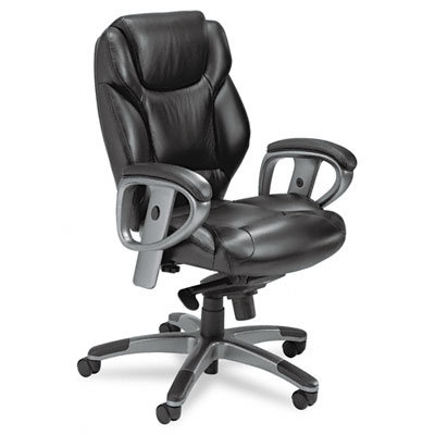 Mayline Group 300 Series Mid-Back Leather Swivel / Tilt Office Chair with Arms