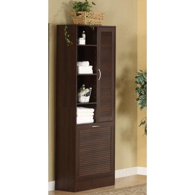 4D Concepts Louver Storage Tower with Four Adjustable Shelves in Espresso