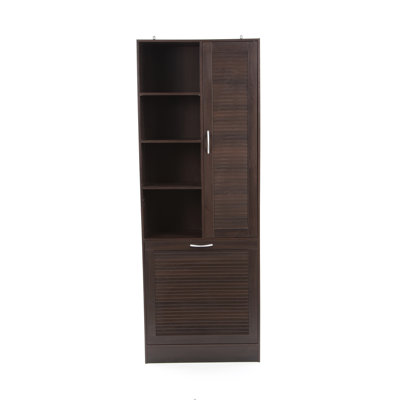 4D Concepts Louver Storage Tower with Four Adjustable Shelves in Espresso
