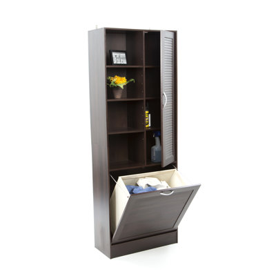 4D Concepts Louver Storage Tower with Four Adjustable Shelves in Espresso