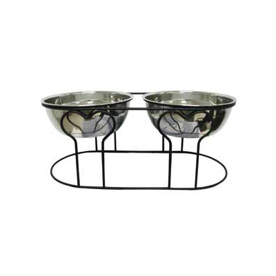 YML Wrought Iron Stand with Double Stainless Steel  Bowls