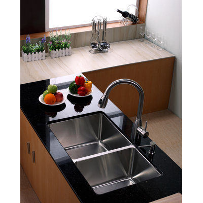 Kraus Undermount 33" Double Bowl 70/30 Kitchen Sink
