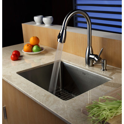 Kraus Undermount 32" Single Bowl Kitchen Sink with Faucet and Soap Dispenser