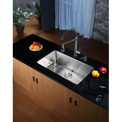 Kraus 30" x 18" Undermount Kitchen Sink with Faucet and Soap Dispenser