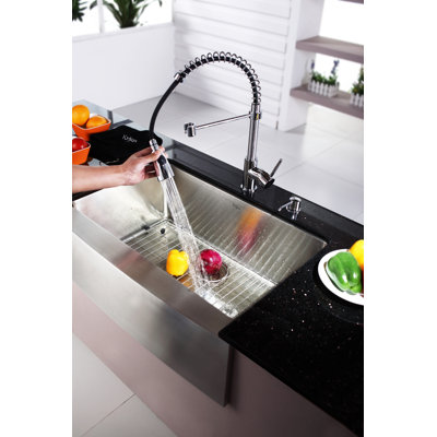 Kraus Farmhouse 30" Kitchen Sink with Faucet and Soap Dispenser