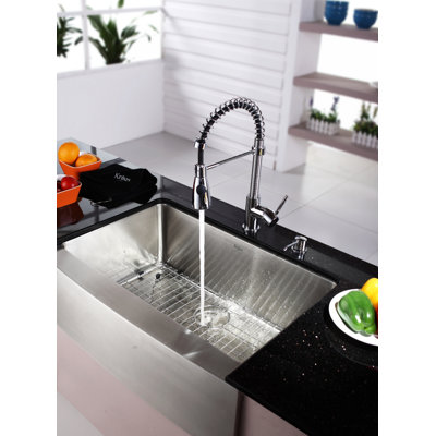Kraus Farmhouse 30" Kitchen Sink with Faucet and Soap Dispenser