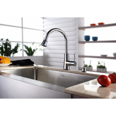 Kraus Farmhouse 33" Kitchen Sink with Faucet and Soap Dispenser