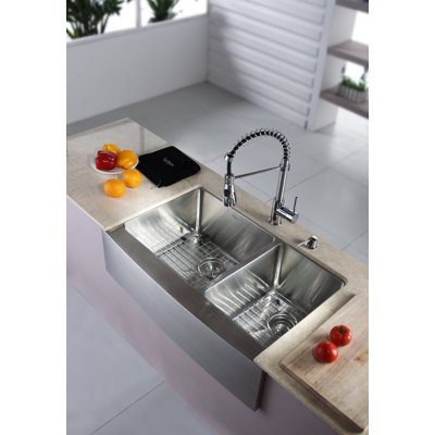 Kraus Farmhouse 33" Kitchen Sink with Faucet and Soap Dispenser