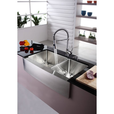 Kraus Farmhouse 36" Kitchen Sink with Faucet and Soap Dispenser