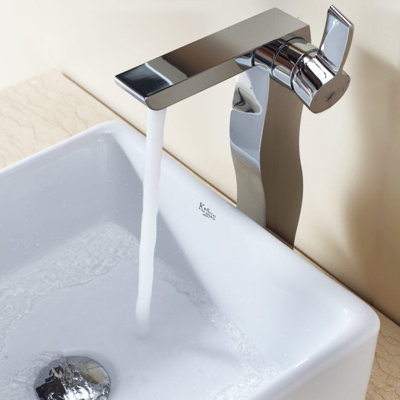 Kraus Combos Square Ceramic Sink and Single Hole Faucet with Single Hande