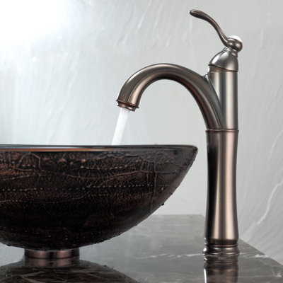Kraus Copper Illusion Glass Vessel Sink and Riviera Faucet