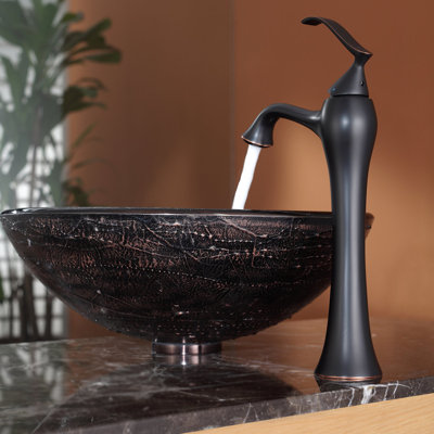 Kraus Copper Illusion Glass Vessel Sink and Ventus Faucet