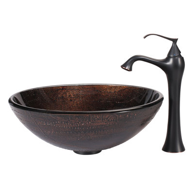 Kraus Copper Illusion Glass Vessel Sink and Ventus Faucet