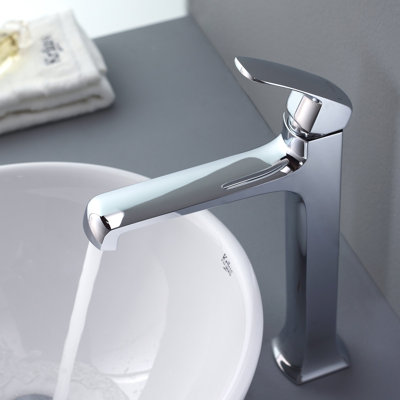 Kraus 18.5" White Round Ceramic Sink and Decorum Faucet