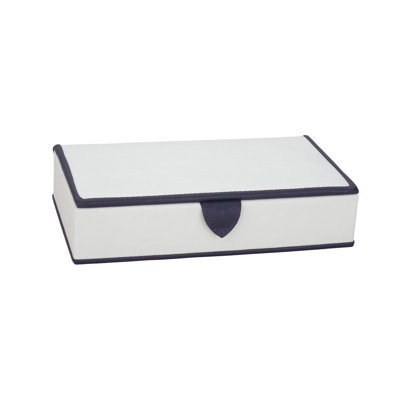 Jewelry Storage Earring Box in Ivory / Deep Black / Purple Trim