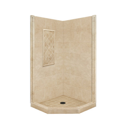 American Bath Factory Basic Neo Angle Shower Base and Shower Wall