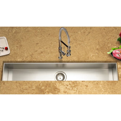 Houzer Contempo Zero Radius Undermount Trough Bar/Prep Kitchen Sink in Brushed Satin