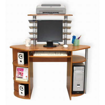 International Caravan Wood Top 3-Level Computer Desk