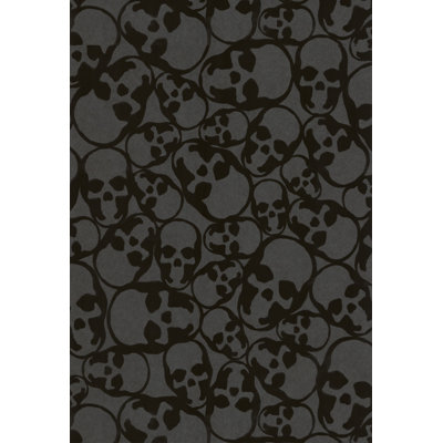 Graham & Brown Barbara Hulanicki Flock Skulls Wallpaper in Black