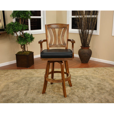 American Heritage Bradbury Stool in Vintage Oak with Black Leatherette