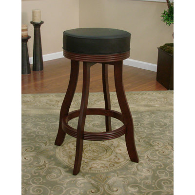 American Heritage Designer Stool in English Tudor with Black Leatherette